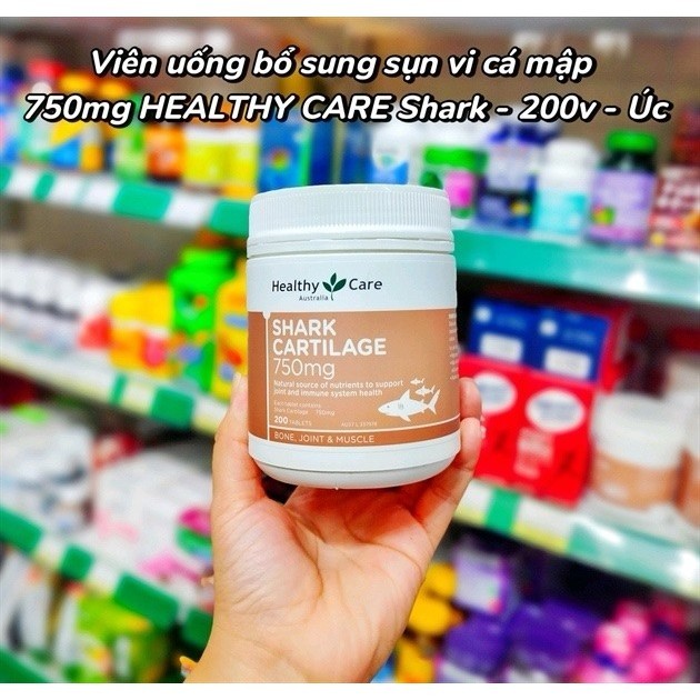 Viên uống bổ sung sụn vi cá mập 750mg HEALTHY CARE Shark 200v Úc